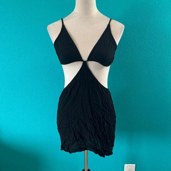 Wild Fable Women's Cut Out Cover Up Mini Dress Black Beachy Summer Size S - Picture 3 of 7